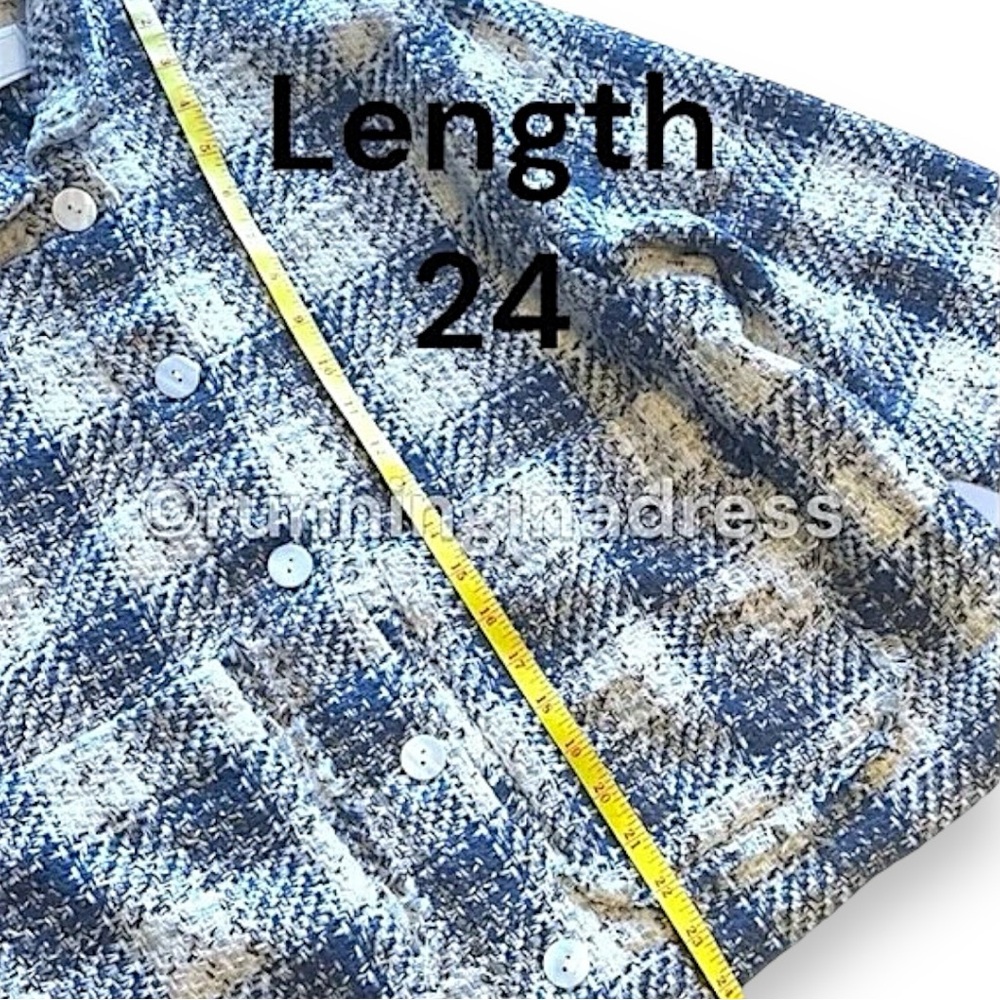NWT BlankNYC Cropped Tweed Jacket In Blue Cream Plaid Size Large - Picture 15 of 16